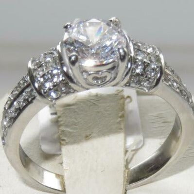 Jewellery Kingdom Ladies Solitaire Accents Pave Stainless Steel Cubic Zirconia Ring - Jewelry Rings - British D'sire Main image