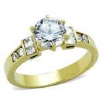 Jewellery Kingdom Ladies Solitaire Accents Realistic Steel 3 Carat Engagement Ring (Gold) - Jewelry Rings - British D'sire