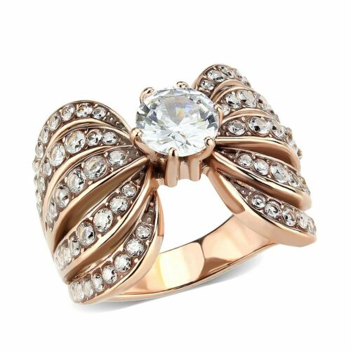 Jewellery Kingdom Ladies Solitaire Accents Simulated Diamonds Cocktail Ring (Rose Gold) - Jewelry Rings - British D'sire Main image