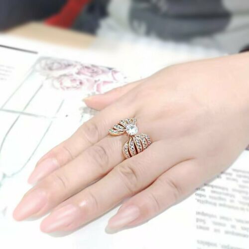 Jewellery Kingdom Ladies Solitaire Accents Simulated Diamonds Cocktail Ring (Rose Gold) - Jewelry Rings - British D'sire