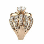 Jewellery Kingdom Ladies Solitaire Accents Simulated Diamonds Cocktail Ring (Rose Gold) - Jewelry Rings - British D'sire