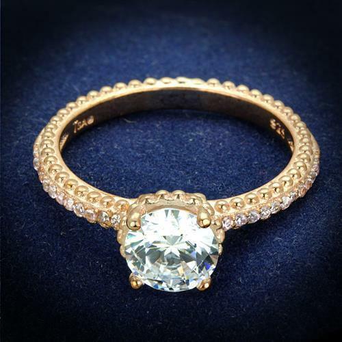 Jewellery Kingdom Ladies Solitaire Accents Sterling Silver Cz 1.67K Ring (Gold) - Rings - British D'sire