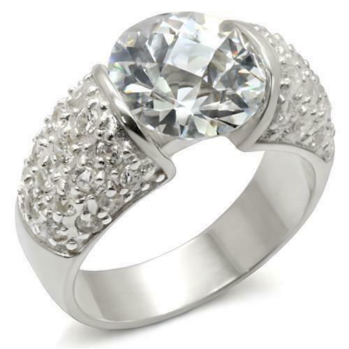 Jewellery Kingdom Ladies Solitaire Accents Sterling Silver Cz 4 Carat Silver Engagement Ring - Jewelry Rings - British D'sire Main image