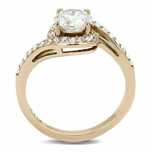 Jewellery Kingdom Ladies Solitaire Accents Swirl 2K Steel Ring (Gold) Secondary image