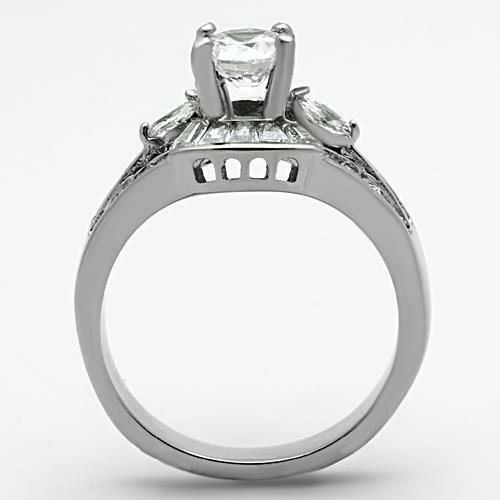Jewellery Kingdom Ladies Solitaire Baguette Cubic Zirconia Stainless Steel 2 Carat Engagement Ring (Silver) - Jewelry Rings - British D'sire