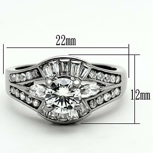 Jewellery Kingdom Ladies Solitaire Baguette Cubic Zirconia Stainless Steel 2 Carat Engagement Ring Secondary image