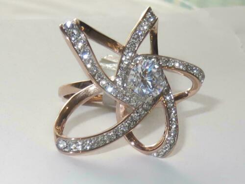 Jewellery Kingdom Ladies Solitaire Cocktail Cubic Zirconia Steel Flower Unique Sparkling Ring (Rose Gold) - Jewelry Rings - British D'sire