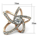 Jewellery Kingdom Ladies Solitaire Cocktail Cubic Zirconia Steel Flower Unique Sparkling Ring (Rose Gold) - Jewelry Rings - British D'sire