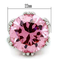 Jewellery Kingdom Ladies Solitaire Crown Setting Cubic Zirconia Sterling Silver 18 Carat Ring (Pink) - Jewelry Rings - British D'sire