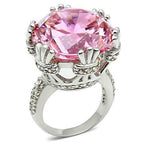 Jewellery Kingdom Ladies Solitaire Crown Setting Cubic Zirconia Sterling Silver 18 Carat Ring (Pink) - Jewelry Rings - British D'sire