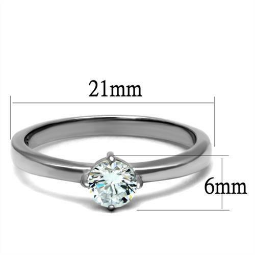 Jewellery Kingdom Ladies Solitaire Cubic Zirconia 1 Carat Engagement Stainless Steel Elegant Ring (Silver) - Engagement Rings - British D'sire