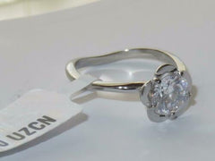 Jewellery Kingdom Ladies Solitaire Cubic Zirconia 125 Carat Stainless Steel Engagement Ring (Silver) - Engagement Rings - British D'sire