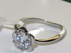 Jewellery Kingdom Ladies Solitaire Cubic Zirconia 125 Carat Stainless Steel Engagement Ring (Silver) - Engagement Rings - British D'sire