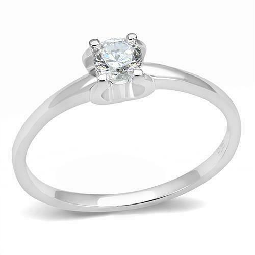 Jewellery Kingdom Ladies solitaire Cubic Zirconia 1/4 Carat Engagement 925 Handmade Ring (Sterling Silver) - Jewelry Rings - British D'sire Main image