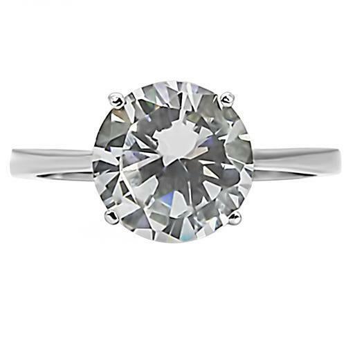 Jewellery Kingdom Ladies Solitaire Cubic Zirconia 4 Carat Stainless Steel Engagement Sparkling Ring (Silver) - Jewelry Rings - British D'sire