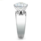Jewellery Kingdom Ladies Solitaire Cubic Zirconia 4CT Stainless Steel Engagement Wide Band Ring (Silver) - Engagement Rings - British D'sire