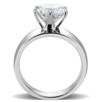 Jewellery Kingdom Ladies Solitaire Cubic Zirconia 4CT Stainless Steel Engagement Wide Band Ring (Silver) - Engagement Rings - British D'sire