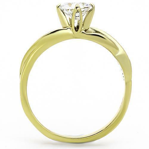 Jewellery Kingdom Ladies Solitaire Cubic Zirconia Engagement Steel 18kt All Size Ring (Gold) Secondary image