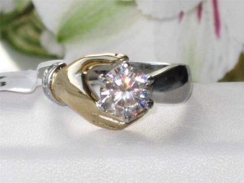 Jewellery Kingdom Ladies Solitaire Cubic Zirconia Two Tone Stainless Steel Gold Ring - Jewelry Rings - British D'sire