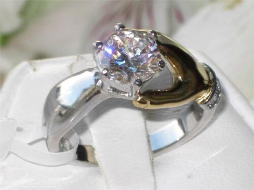 Jewellery Kingdom Ladies Solitaire Cubic Zirconia Two Tone Stainless Steel Gold Ring Secondary image