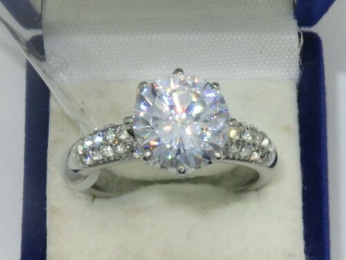 Jewellery Kingdom Ladies Solitaire Cz Accents 10mm 4 Carat Stainless Steel Engagement Ring - Jewelry Rings - British D'sire Main image