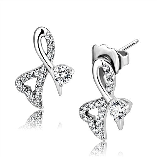 Jewellery Kingdom Ladies Solitaire Cz Dangle Drop Steel Stud Earrings (Silver) - Earrings - British D'sire Main image