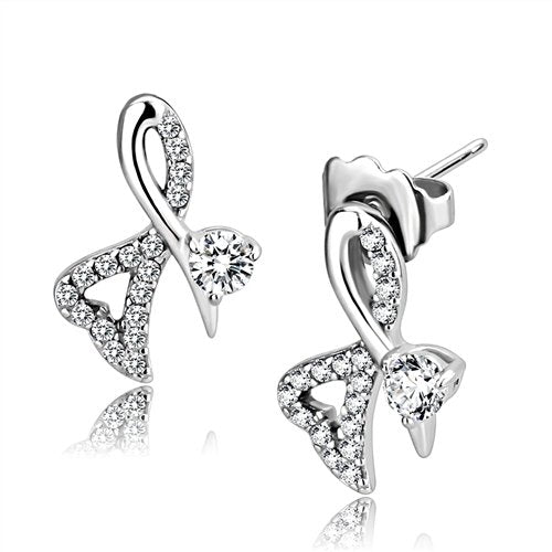 Jewellery Kingdom Ladies Solitaire Cz Dangle Drop Steel Stud Earrings (Silver) - Earrings - British D'sire