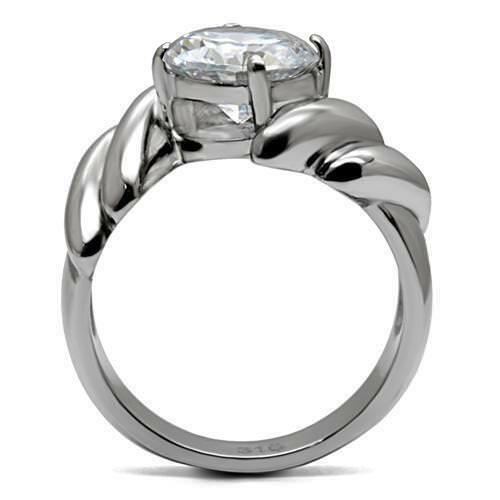 Jewellery Kingdom Ladies Solitaire Cz Twisted Band Stainless Steel Engagement Ring (Silver) Secondary image