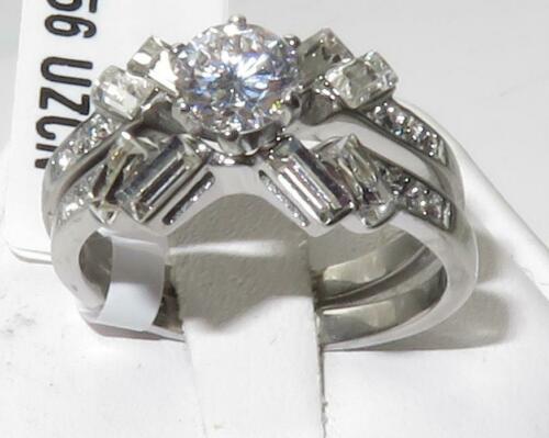 Jewellery Kingdom Ladies Solitaire Emerald Cuts 2 Carat Wedding Engagement Band 2pcs Ring Set Secondary image