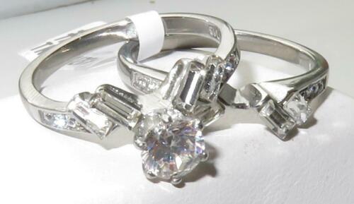 Jewellery Kingdom Ladies Solitaire Emerald Cuts 2 Carat Wedding Engagement Band 2pcs Ring Set - Jewelry Rings - British D'sire