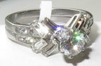 Jewellery Kingdom Ladies Solitaire Emerald Cuts 2 Carat Wedding Engagement Band 2pcs Ring Set - Jewelry Rings - British D'sire