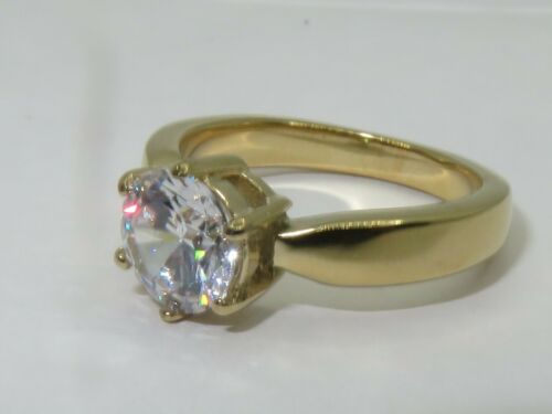 Jewellery Kingdom Ladies Solitaire Engagement 1.75k Cubic Zirconia Ring (Gold) - Engagement Rings - British D'sire Main image