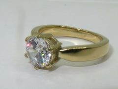 Jewellery Kingdom Ladies Solitaire Engagement 1.75k Cubic Zirconia Ring (Gold) - Engagement Rings - British D'sire