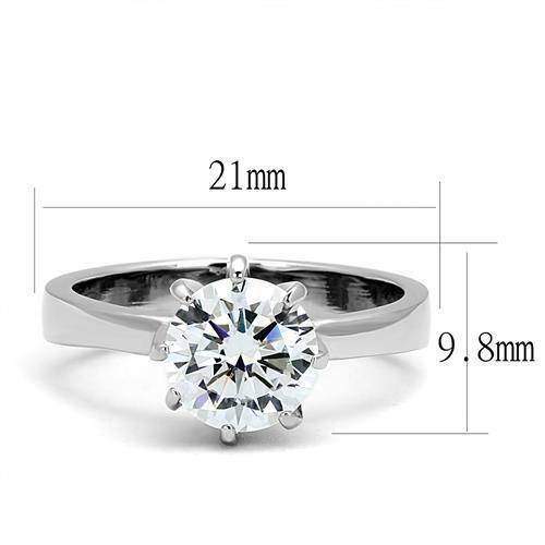 Jewellery Kingdom Ladies Solitaire Engagement 8mm Simulated Diamond Stainless Steel Ring Secondary image