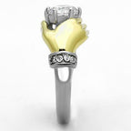 Jewellery Kingdom Ladies Solitaire Engagement Cubic Zirconia Stainless Steel Hand Gold 18kt Ring (Silver) - Jewelry Rings - British D'sire