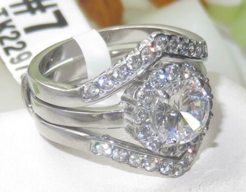 Jewellery Kingdom Ladies Solitaire Engagement Wedding Band Set 3K Ring - Engagement Rings - British D'sire Main image