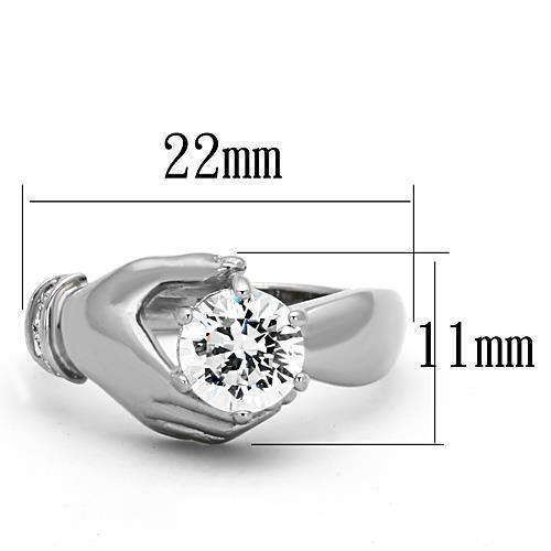 Jewellery Kingdom Ladies Solitaire Hand Of Courage Stainless Steel 3k Ring (Silver) - Jewelry Rings - British D'sire