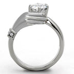 Jewellery Kingdom Ladies Solitaire Hand Of Courage Stainless Steel 3k Ring (Silver) - Jewelry Rings - British D'sire