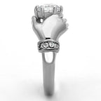 Jewellery Kingdom Ladies Solitaire Hand Of Courage Stainless Steel 3k Ring (Silver) - Jewelry Rings - British D'sire