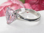 Jewellery Kingdom Ladies Solitaire Heart Sapphire Stainless Steel 4CT Pretty Ring (Silver & Pink) - Jewelry Rings - British D'sire