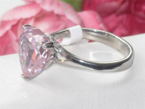 Jewellery Kingdom Ladies Solitaire Heart Sapphire Stainless Steel 4CT Pretty Ring (Silver & Pink) - Jewelry Rings - British D'sire