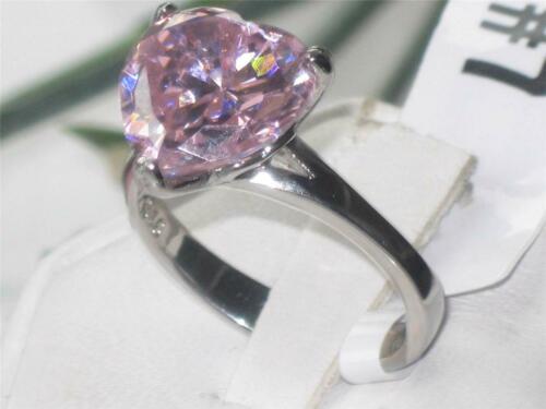 Jewellery Kingdom Ladies Solitaire Heart Sapphire Stainless Steel 4CT Pretty Ring (Silver & Pink) - Jewelry Rings - British D'sire Main image
