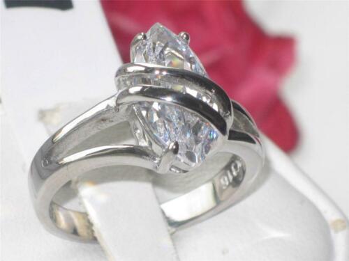 Jewellery Kingdom Ladies Solitaire Marquise Cz Stainless Steel 2.5k Ring (Silver) - Rings - British D'sire