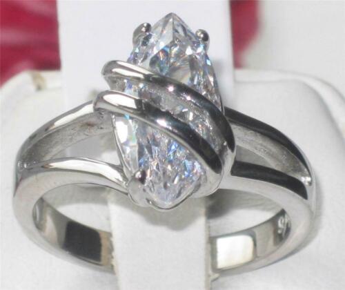 Jewellery Kingdom Ladies Solitaire Marquise Cz Stainless Steel 2.5k Ring (Silver) - Rings - British D'sire Main image