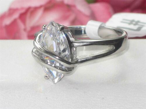 Jewellery Kingdom Ladies Solitaire Marquise Cz Stainless Steel 2.5k Ring (Silver) - Rings - British D'sire