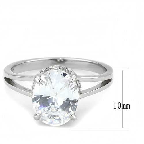 Jewellery Kingdom Ladies Solitaire Oval 2.5 Carat Stainless Steel Crown Setting Ring (Silver) Secondary image