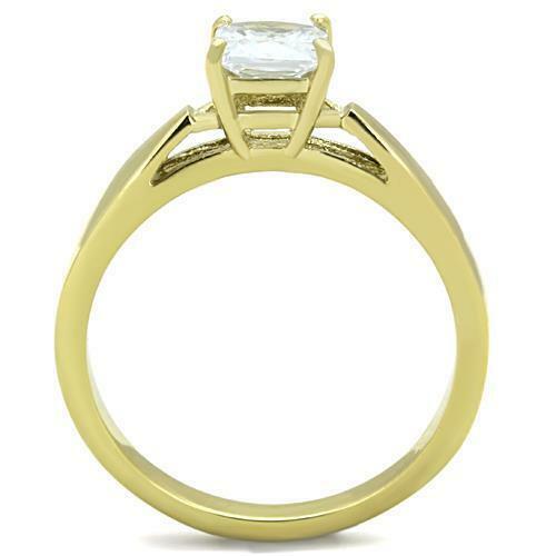 Jewellery Kingdom Ladies Solitaire Princess Cut 2 Carat 18kt Steel Clear Engagement Gold Ring - Jewelry Rings - British D'sire