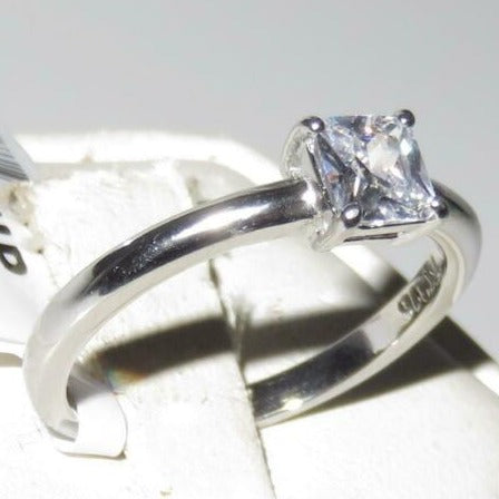Jewellery Kingdom Ladies Solitaire Princess Cut 60ct Half Carat Stainless Steel Ring (Silver) - Jewelry Rings - British D'sire Main image