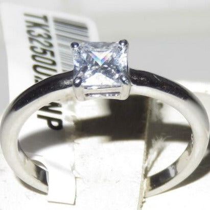 Jewellery Kingdom Ladies Solitaire Princess Cut 60ct Half Carat Stainless Steel Ring (Silver) Secondary image