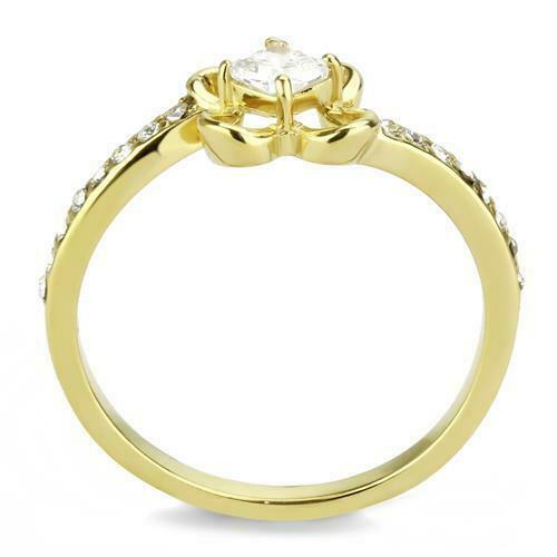Jewellery Kingdom Ladies Solitaire Princess Cut Half Carat Flower Setting 18kt Ring (Gold) - Jewelry Rings - British D'sire Main image